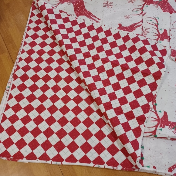 Amgacina king size quilt bedspread and pillow shams set reindeer print reversibl - Picture 3 of 5